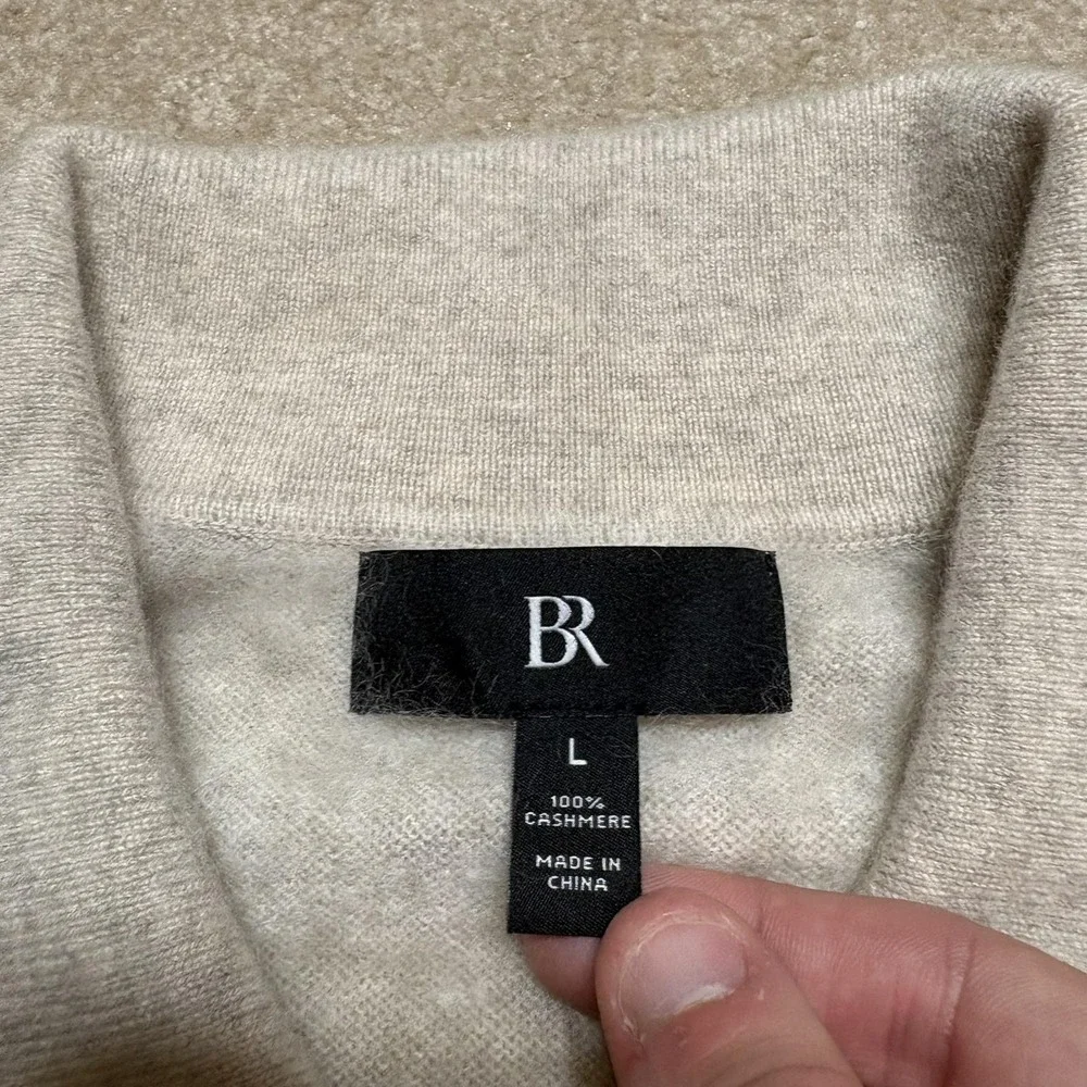 Banana Republic Brushed Cashmere Polo Sweater Mens Large Beige Cozy Preppy Soft
